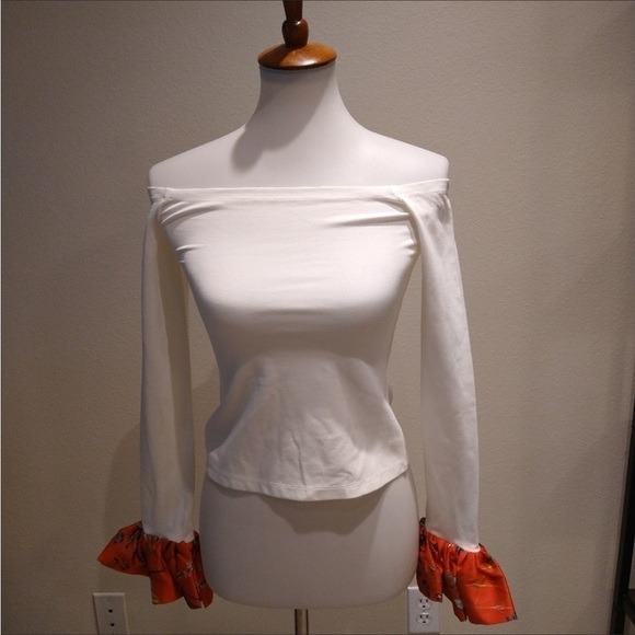 Alexis Kirin Women’s Off The Shoulder Top Flare Cuff Top Size XS - Picture 4 of 11